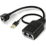 Alfais 4709 Gigabit Destekli 1x2 Port RJ45 USB Güç Ethernet Switch Splitter Çevirici Çoklayıcı