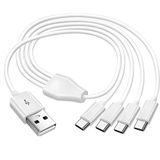 Alfais 4768 4 in 1 USB Tip-C Şarj Kablosu Çoklayıcı 1 Metre