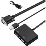 Alfais 4772 VGA To VGA + HDMI + 3.5 mm Çevirici Dönüştürücü Çoklayıcı Adaptör Uyumlu HDMI ve USB Bağlantı