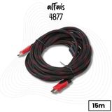 Alfais 4877 HDMİ Kablosu 15 Metre LCD Laptop 4K FHD Ara Bağlantı Erkek-Erkek TV Kablo Ps3 Ps4 Xbox U