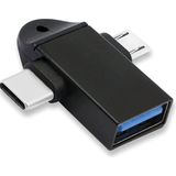 Alfais 4965 Siyah Micro Type-C 3 In 1 USB Dönüştürücü Çevirici Adaptör
