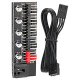 Alfais 4989 Fan Çoklayıcı 5 Port Y PWM Splitter 4 Pin Hub 1155 Pin Siyah Renk Güçlü Soğutma