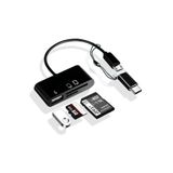 Alfais 5256 Type-C Micro USB 3 in 1 SD Microsd Kart Okuyucu OTG Çevirici Kablosu