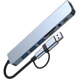Alfais 6010 8 In 2 Usb-C & USB 3.0 Hub Çoklayıcı Usb, Type-C, Sd/tf ve Aux Çevirici