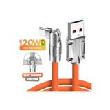 Alfais 6016 USB To Type C Hızlı Şarj Data Kablosu Çevirici Dönüştürücü Adaptör 180° Döner 120W 2m