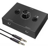 Alfais 6077 Ses Kulaklık Hoparlör 2 Port Aux Switch Çoklayıcı Çevirici 3.5mm Stereo Audio Seçici