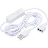 Alfais 6096 USB Power Data Kablo Açma Kapama Düğmeli Dişi Erkek Güç Ara Uzatma Kablosu 2 Metre
