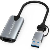 Alfalink Type-c To Usb 2in1 Video Capture Yakalama Kartı 4K 1080P Uçlu HDMI to Type-C PC Bilgisayar Video Adaptör Çevirici
