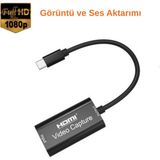 Alfas 4K 1080P Full Hd HDMI To Type C Telefon Tablet Kamera Pc Canlı Yayın Video Yakalama Aleti - Siyah