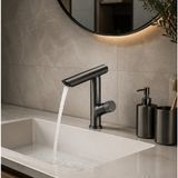 Alfas Antrasit Modern 360 Döner Banyo Lavabo Bataryası Gun Metal (Pirinç) - Antrasit - Metalik Gri