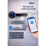 Alfas Şifreli Kartlı Telefondan Kontrol Pvc Alüminyum Ahşap Uyumlu Parmak Izli Akıllı Kapı Kolu Tt Lock - 10 m