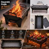 Alfatech Isme Özel Tasarım Portatif Demonte Mangal 35X55 cm – 2 mm Çelik Kamp ve Piknik Izgarası