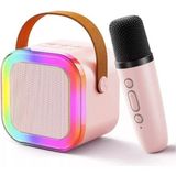 Alfatech PL-4562 Bluetooth Karaoke Hoparlör (K12) – Işıklı Speaker, Mikrofonlu, Bt / USB / Tf Kart / Aux Destekli Taşınabilir Ses Sistemi - Pembe