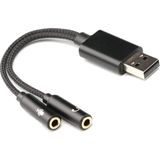 Alfatech USB To Ikili 3.5mm Jack Ses Kartı Adaptörü – Kulaklık & Mikrofon Çıkışlı (Usb’den Ses Dönüştürücü) - 0 - Siyah