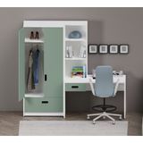 Alfimo Mobilya Essenza Kitaplıklı Çalışma Masası ve 2 Kapaklı Dolap Seti Beyaz Gövde Su Yeşili Kapak - Beyaz - Açık Yeşil - 180X170X50