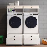 Alfimo Mobilya Lotus 4 Çekmeceli Makine Dolabı Çok Amaçlı Dolap Banyo Dolabı 2 Li - Beyaz