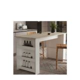 Alfimo Mobilya Vegas Bar Masası Raflı Geniş Mutfak Yemek Masası Beyaz&Traverten 138x50 cm