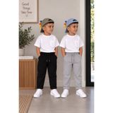 ALFİRA TEKSTİL 2 ADET SİYAH-GRİ RENK 5-16 YAŞ ERKEK ÇOCUK OKUL VE GÖSTERİ İÇİN UYGUN DUBLE PAÇA PİKE KUMAŞ JOGGER PANTOLON