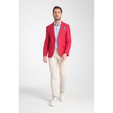 Alfredi Erkek Battal Büyük Beden Red Hasır Kumaşlı Blazer Ceket Kırmızı 64
