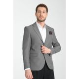Alfredo Erkek Gri Mono Yaka Keten Desenli Slim Fit Spor Blazer Ceket Gri 52