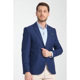 Alfredo Erkek İndigo Mono Yaka Keten Desenli Slim Fit Spor Blazer Ceket İndigo-Parlament 48