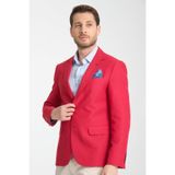 Alfredo Erkek Kırmızı Mono Yaka Keten Desenli Slim Fit Spor Blazer Ceket Kırmızı 56