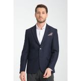 Alfredo Erkek Lacivert Mono Yaka Keten Desenli Slim Fit Spor Blazer Ceket Lacivert 60