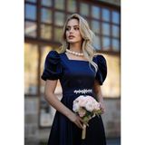 ALFUDO Moda Collection KADIN KARE YAKA KEMER TOKASI DETAYLI VICTORIA ABIYE MEZUNIYET ELBİSE