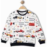 Alg Erkek Çocuk Araba ve Iş Makineleri Desenli Sweatshırt - Siyah - 4 Yaş