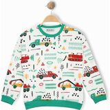 Alg ERKEK ÇOCUK ARABA VE İŞ MAKİNELERİ DESENLİ SWEATSHIRT - Yeşil - 6 Yaş