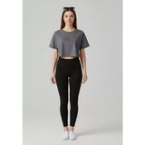 Alg Kadın Crop Tişört - Oversize Krop Tişört - Antrasit - Füme - XL