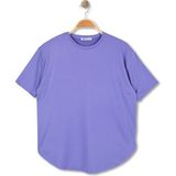 Alg KADIN OVERSIZE SALAŞ TİŞÖRT - KOL VE ETEK UCU DİKİŞSİZ SOFT KUMAŞ - Mor - XL