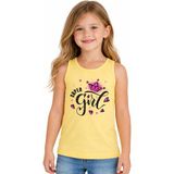 Alg Kız Çocuk Girl Yazı Desenli Askılı Sarı Renk Kısa Kol Tişört - 6 - 7 Yaş