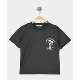 Alg Kız Çocuk Tişört - Parlak Modal Kumaş Minimal Baskı - Koyu Füme - 9 Yaş