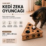 Alg Wood Design Ham MDF Kedi Zeka Oyuncağı, Peynir Formlu Interaktif Bulmaca Kutusu, Lazer Kesim Fare Desenli, Zihinsel Aktivite, 29x26x8 cm, Demonte Gönderim