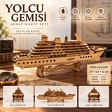 Alg Wood Design Yolcu Gemisi 3D Ahşap Maket – Dekoratif Gemi Modeli, 29 × 5,5 × 12 cm