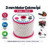 Algaride 3 Mm Motor Çekme İpi 100 Metre – Motorlu Testere, Jeneratör Motorlu Tırpan Çim Biçme Ve Benzinli Makineler İçin Starter Marş İpi