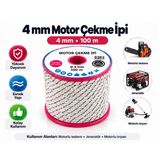 Algaride 4 Mm Motor Çekme İpi 100 Metre Motorlu Testere Jeneratör Motorlu Tırpan Çim Biçme Su Motoru Ve Benzinli Makineler İçin Starter Marş İpi