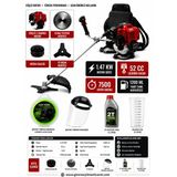 Algaride Ibelt 52Cc Sırt Tipi Benzinli Tırpan 1.47 Kw 7500 Dvr Misina Başlığı 3T Bıçak Elmas Testere Yağ Maske Seti