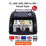 AlGeliyo Mix Pro TL USD EUR GBP SRY Karışık Sayan Profesyonel Para Sayma Makinesi Çoklu Döviz Sayar