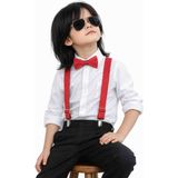 Algitsin O L A Çocuk Pantolon Askısı Papyon Seti 1-12 Yaş Unisex - Standart - 02-Kırmızı