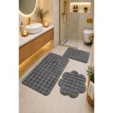 ALgorand Home 3’lü Peluş Banyo Paspas Seti Lazer Kesim Kaymaz Taban 50x90 50x60 50x50 Papatya Model Yumuşak