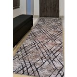 ALgorand Home Geometrik Kahve Post Dokuma Halı Peluş Tavşan Tüyü Hissi Antibakteriyel