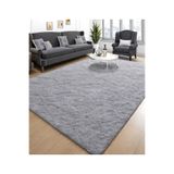 ALgorand Home Gri Peluş Halı Kaymaz Tabanlı Yumuşak Orta Hav Modern Salon Oturma Odası Halısı