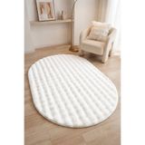 ALgorand Home Oval Peluş Halı Beyaz Kaymaz Taban Yıkanabilir Yumuşak Salon Yatak Odası Halısı