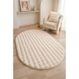 ALgorand Home Oval Peluş Halı Krem Kaymaz Taban Yıkanabilir Yumuşak Salon Yatak Odası Halısı