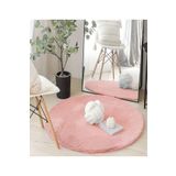 ALgorand Home Pembe Daire Model Peluş Halı Robot Süpürgeye Uygun Kalın Yumuşak Oturma Odası Halısı