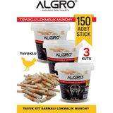 Algro %100 Tavuk Göğüs Etli Lokmalık Munchy Stick 50 Adet Kapaklı Kova Ambalajda 3 Kutu