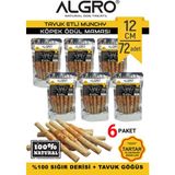 Algro Tavuklu Munchy Sticks Tavuk Göğüs Sarmalı %100 Sığır Derisi 12 cm x 12 Adet 6 Paket
