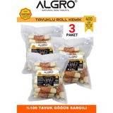 Algro Tavuklu Roll Kemik Köpek Ödülü 400 gr x 3 Paket